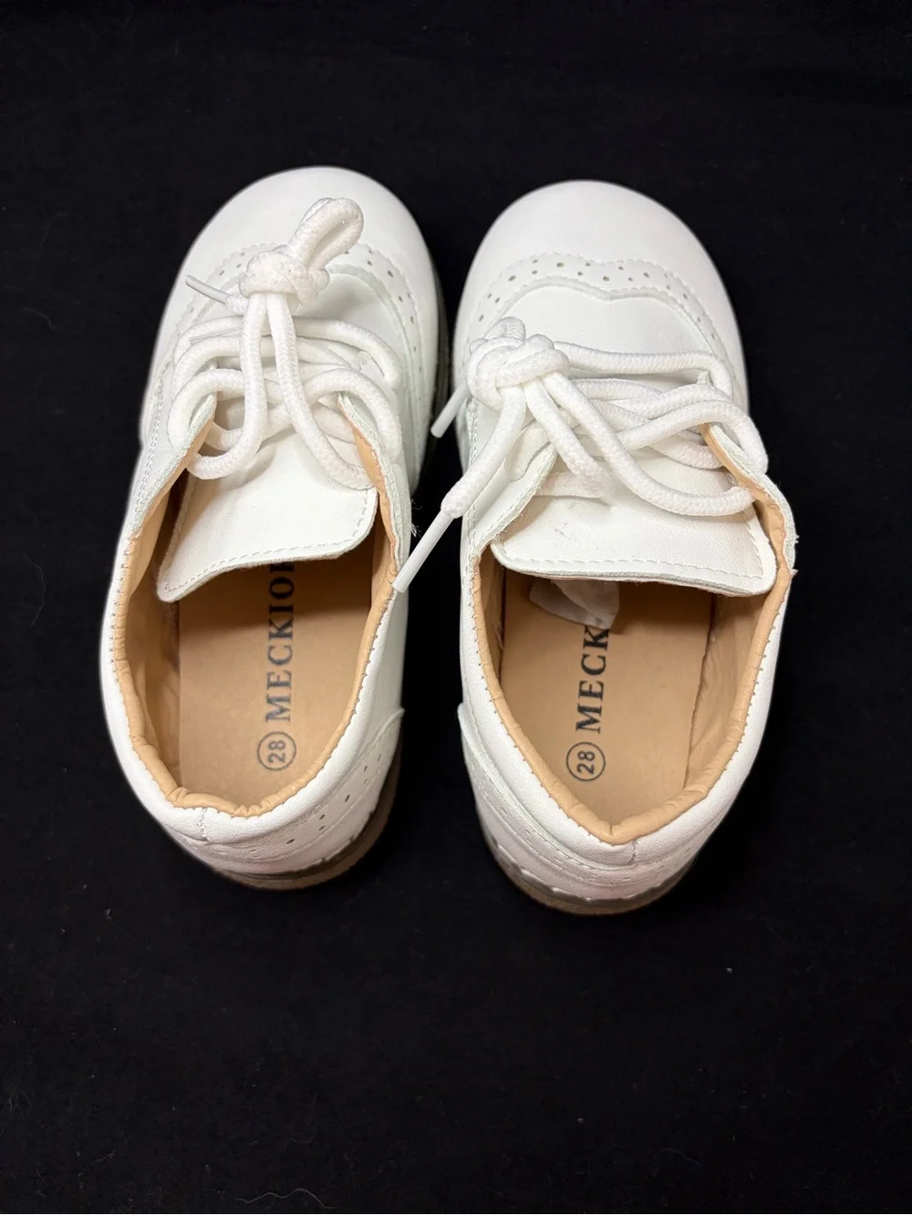 Meckior Boy's Pristine White Toddler Dress Shoes Size 28 or U.S. 11 Like New